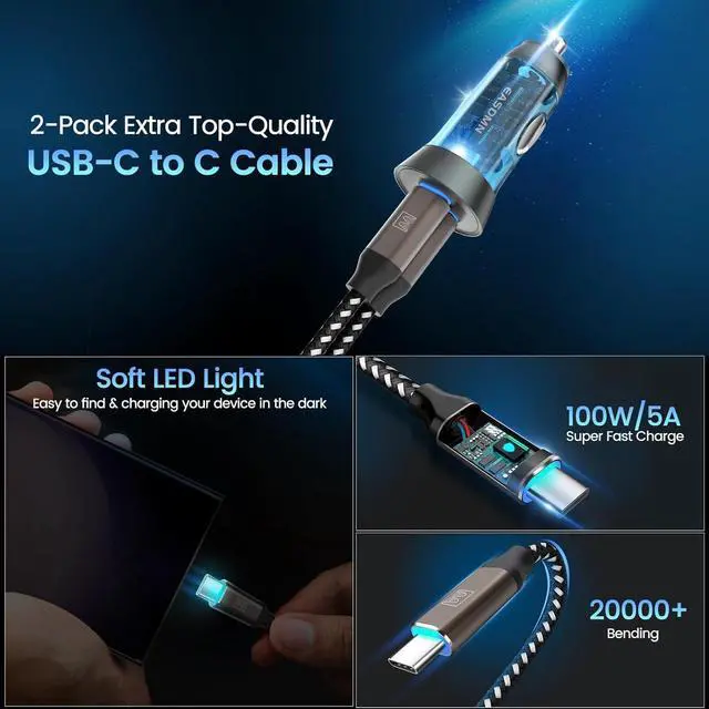 Alt view image 4 of 7 - 2-Pack 90W USB C Super Fast Car Charger, Dual-Port [PD/PPS 45W & QC 45W] Car Cigarette Lighter USB Charger Adaper for Samsung Galaxy S24 Ultra/S24+/S23 Ultra/S22+/S20,Note 20/10+,Tab S9/S8, iPhone 15