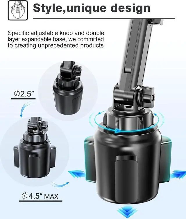 Alt view image 5 of 7 - [Upgraded] TOPGO Cup Holder Phone Mount Wireless Charger,Universal Cell Phone Holder Car Charger Wireless-Charger-Cup-Phone-Holder Fast Charging for iPhone11/11 Pro/11 Pro Max, Samsung Galaxy Black