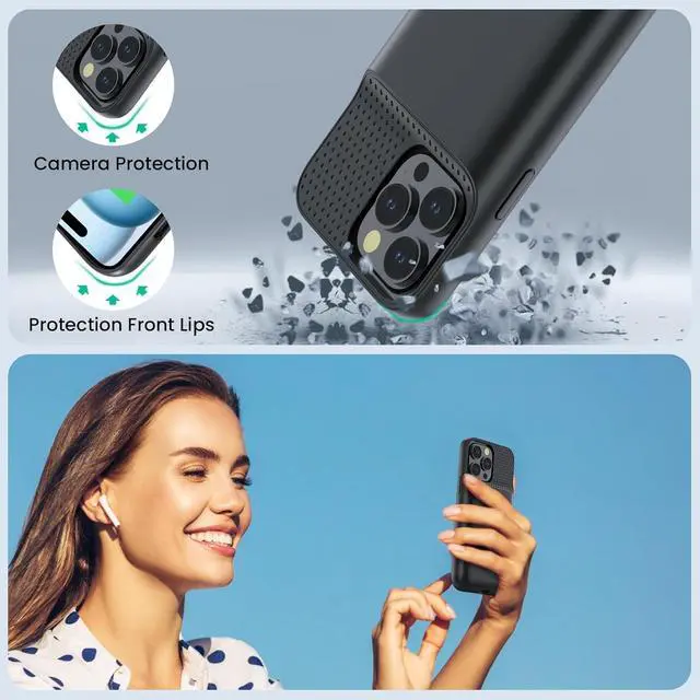 Alt view image 5 of 7 - Battery Case for iPhone 15 Pro Max,Powerful 8600mah Ultra-Slim Protective Charging Case,15W Fast Charging Portable Rechargeable Expandable Battery Charger Cover for iPhone 15 Pro Max(6.7inch)-Black