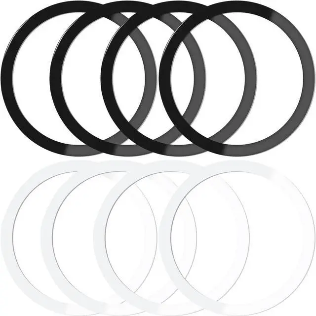 Main image of 8 Pack Universal Metal Rings Sticker Compatible for Magsafe Magnetic Wireless Charger iPhone 15 14 13 12 Pro Mini Max Galaxy,(NO Magnet) Ultra-Thin Car Charger Conversion Accessories,(Black,White)