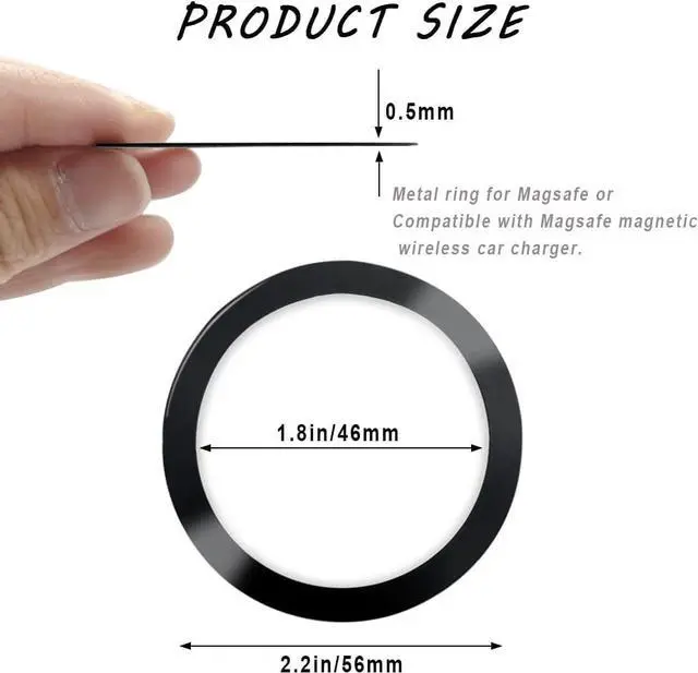 Alt view image 3 of 6 - 8 Pack Universal Metal Rings Sticker Compatible for Magsafe Magnetic Wireless Charger iPhone 15 14 13 12 Pro Mini Max Galaxy,(NO Magnet) Ultra-Thin Car Charger Conversion Accessories,(Black,White)