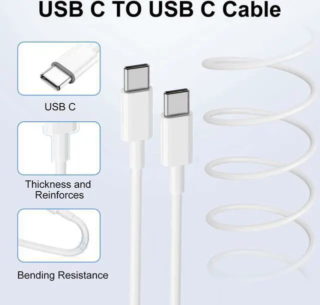 Alt view image 4 of 7 - iPhone 15 Charger Fast Charging 10 ft USB C to USB C Cable Long,Apple 60W Type C to C Cord and USBC Wall Block,iPad Pro Power Adapter Cube Brick for iPhone 15 Pro Max/iPad 12.9/11inch/Air 4th/Min