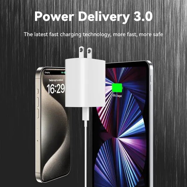Alt view image 4 of 7 - iPhone 15 Pro Max Charger Fast Charging, 10FT Long USB C Charger Cable Cord with 20W iPhone 15 Fast Charger Block Wall Charger for iPhone 15 Pro/15 Pro Max/15 Plus,iPad Pro 12.9/11 Inch,iPad Air 5