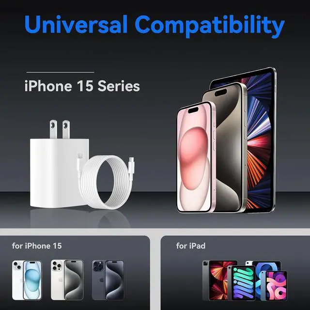 Alt view image 5 of 7 - iPhone 15 Pro Max Charger Fast Charging, 10FT Long USB C Charger Cable Cord with 20W iPhone 15 Fast Charger Block Wall Charger for iPhone 15 Pro/15 Pro Max/15 Plus,iPad Pro 12.9/11 Inch,iPad Air 5