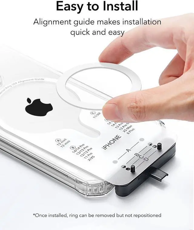 Alt view image 7 of 7 - ESR Magnetic Ring 360 (HaloLock), Compatible with MagSafe Ring, Universal Magnetic Conversion Kit Compatible with MagSafe Sticker, for iPhone 15/14/13/12/11, Galaxy S23/S22/S21 and More, 2 Pack, White