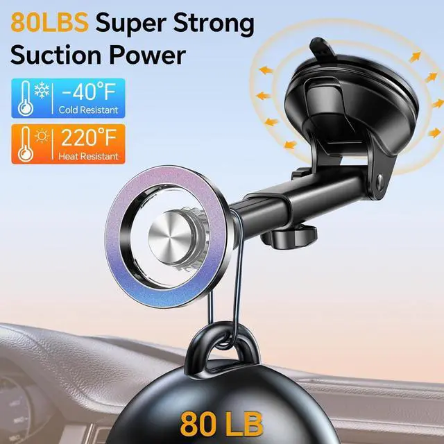 Alt view image 4 of 7 - for iPhone MagSafe Car Mount Windshield + Vent + Dash Window Magnetic Phone Holder Car Magsafe Accessories20 Magnets+ Suction Cupfor iPhone 15,14,13,12,Pro,Max/Plus/Mini MagSafe Phone mount Case