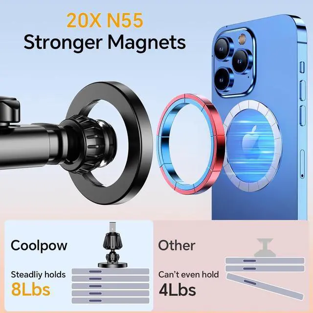 Alt view image 5 of 7 - for iPhone MagSafe Car Mount Windshield + Vent + Dash Window Magnetic Phone Holder Car Magsafe Accessories20 Magnets+ Suction Cupfor iPhone 15,14,13,12,Pro,Max/Plus/Mini MagSafe Phone mount Case