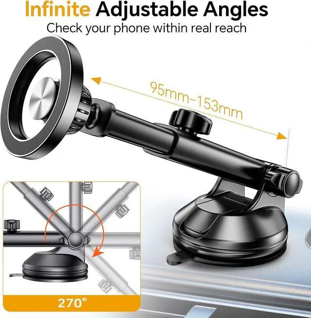 Alt view image 6 of 7 - for iPhone MagSafe Car Mount Windshield + Vent + Dash Window Magnetic Phone Holder Car Magsafe Accessories20 Magnets+ Suction Cupfor iPhone 15,14,13,12,Pro,Max/Plus/Mini MagSafe Phone mount Case