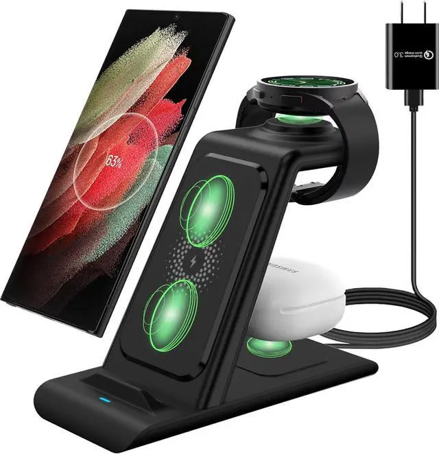 Main image of Wireless Charging Station for Samsung Wireless Charger Stand Magnet Galaxy S24 Ultra/S24/S23/S22/S21/S20/S10/Note 20/10/9/8 Galaxy Watch 6/5 Pro/4/3 Active 2/1 Galaxy Buds2 Pro/Live Multiple Devices