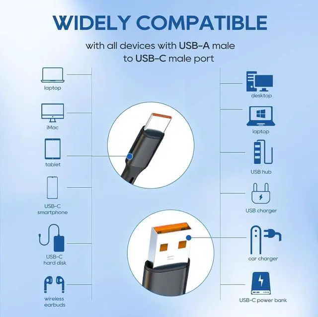 Alt view image 4 of 7 - UCEC Dual USB C Cable, 4ft USB A to USB Type C Splitter Charging Cable, 2 in 1 Multi Charging Cable USB C Wire, Braided Nylon USB-C Charger Cable Compatible with Samsung Galaxy Pixel Huawei LG Tablet