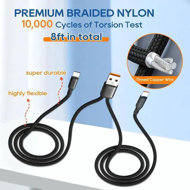 Alt view image 5 of 7 - UCEC Dual USB C Cable, 4ft USB A to USB Type C Splitter Charging Cable, 2 in 1 Multi Charging Cable USB C Wire, Braided Nylon USB-C Charger Cable Compatible with Samsung Galaxy Pixel Huawei LG Tablet