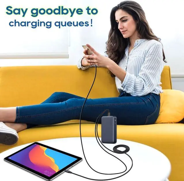 Alt view image 6 of 7 - UCEC Dual USB C Cable, 4ft USB A to USB Type C Splitter Charging Cable, 2 in 1 Multi Charging Cable USB C Wire, Braided Nylon USB-C Charger Cable Compatible with Samsung Galaxy Pixel Huawei LG Tablet