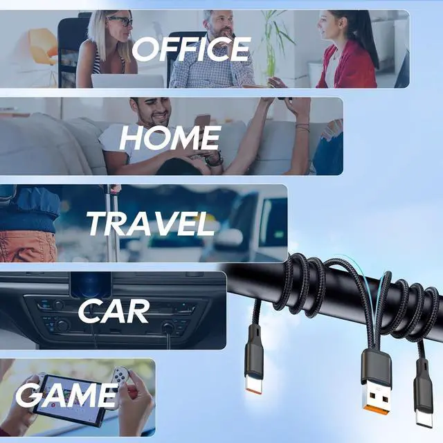 Alt view image 7 of 7 - UCEC Dual USB C Cable, 4ft USB A to USB Type C Splitter Charging Cable, 2 in 1 Multi Charging Cable USB C Wire, Braided Nylon USB-C Charger Cable Compatible with Samsung Galaxy Pixel Huawei LG Tablet