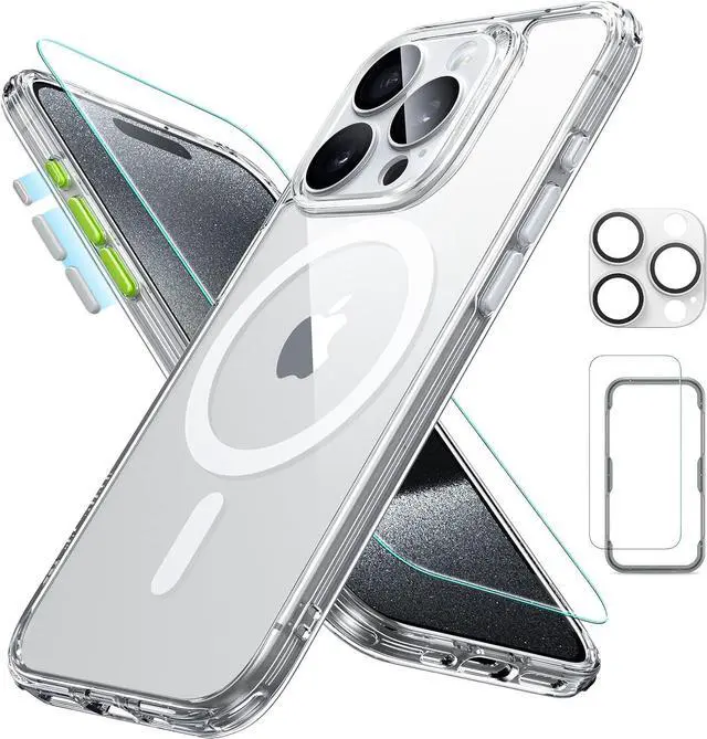 Main image of ESR for iPhone 15 Pro Case (5 in 1) Set, Translucent Matte Case with Screen Protector and Camera Lens Protectors, Compatible with MagSafe, Military-Grade Protection, Classic Series, Clear