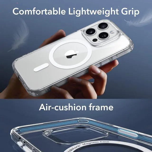 Alt view image 5 of 7 - ESR for iPhone 15 Pro Case (5 in 1) Set, Translucent Matte Case with Screen Protector and Camera Lens Protectors, Compatible with MagSafe, Military-Grade Protection, Classic Series, Clear