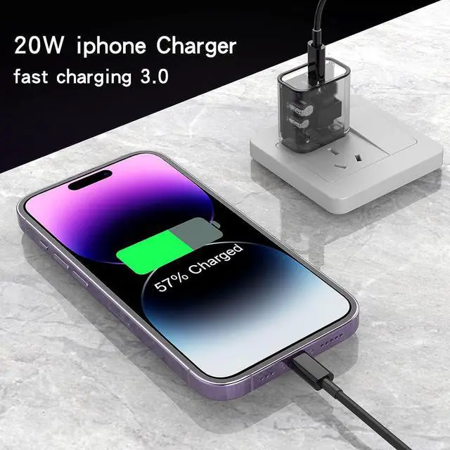 Alt view image 2 of 7 - Phone Charger [MFi Certified] 2 Pack 20W PD USB C Wall Fast Charger Adapter with 2 Pack 6FT Type C to Lightning Cable Compatible for iPhone 14 13 12 11 Pro Max XR XS X,iPad (Transparent Black)