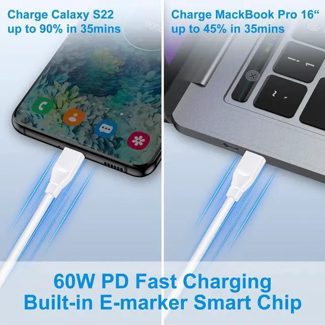 Alt view image 4 of 7 - C Charger Cable for Google Pixel 8 8a 7 7 Pro 7A 6 6 Pro 6A 5A 5 4A 3A 2 XL 2Pack Samsung Fast Charging Cord 9ft USB C to USB C Cable for Galaxy S24 S23 S22 Ultra S21 S20 S10 A13 A53 Z Fold Flip 5 4