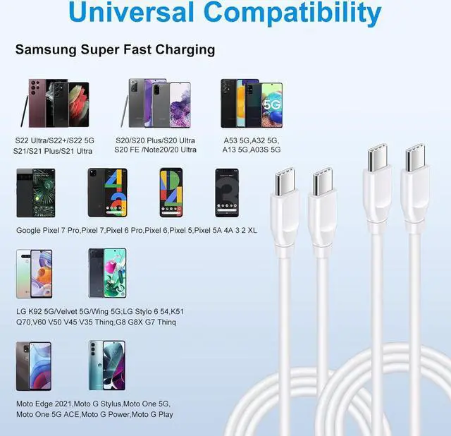 Alt view image 7 of 7 - C Charger Cable for Google Pixel 8 8a 7 7 Pro 7A 6 6 Pro 6A 5A 5 4A 3A 2 XL 2Pack Samsung Fast Charging Cord 9ft USB C to USB C Cable for Galaxy S24 S23 S22 Ultra S21 S20 S10 A13 A53 Z Fold Flip 5 4