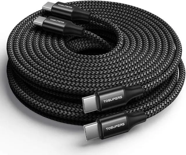Main image of [10ft 2-Pack] Long USB C to USB C Cable Fast Charging 60W, PD Type C Charger Cord for Samsung Galaxy S24 S23 S22 Ultra Flip, for iPhone 15 Pro Max/Plus, for /iPad, Pixel