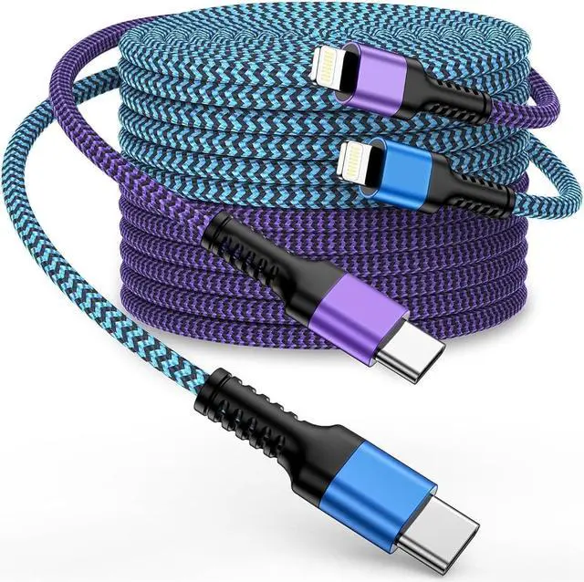 Main image of 10ft  Lightning Cable USBC USB Type C to Lightning iPhone Charger Cord Fast Charging Lightening Wire for iPhone 14 Pro Max 14 Plus 13 Pro Max/13Pro/12/11/X/XR/XS/8 USB-C Lighting Cords - 2Pack