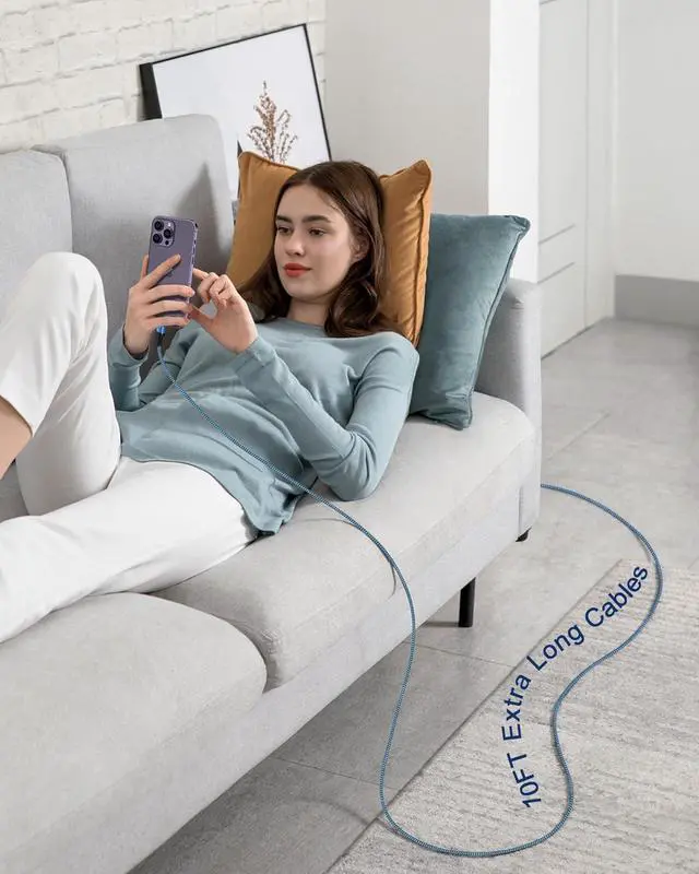 Alt view image 7 of 7 - 10ft  Lightning Cable USBC USB Type C to Lightning iPhone Charger Cord Fast Charging Lightening Wire for iPhone 14 Pro Max 14 Plus 13 Pro Max/13Pro/12/11/X/XR/XS/8 USB-C Lighting Cords - 2Pack