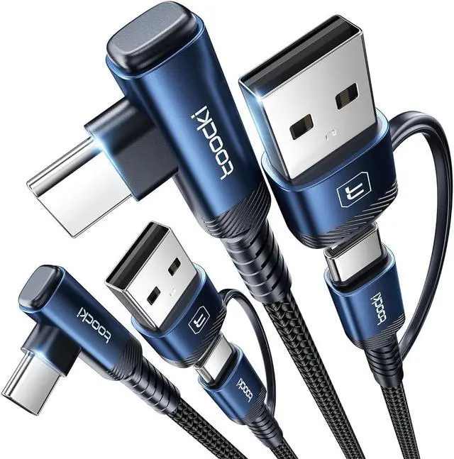 Main image of 60W USB C to USB C Cable (2-Pack 6.6FT), Right Angle Fast Charging USB A to USB C Charger Cable Compatible with iPhone15 Pro Max/Plus/ Air/Samsung S23 Ultra /S22 Note 20