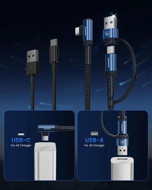 Alt view image 2 of 7 - 60W USB C to USB C Cable (2-Pack 6.6FT), Right Angle Fast Charging USB A to USB C Charger Cable Compatible with iPhone15 Pro Max/Plus/ Air/Samsung S23 Ultra /S22 Note 20