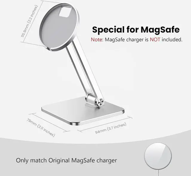 Alt view image 4 of 6 - CreaDream Phone Stand for MagSafe Charger, Foldable Adjustable Charging Stands Holder for Desk, Compatible with iPhone 15 14 13 12 Pro Max, Pro, Plus, Mini [MagSafe Not Included]