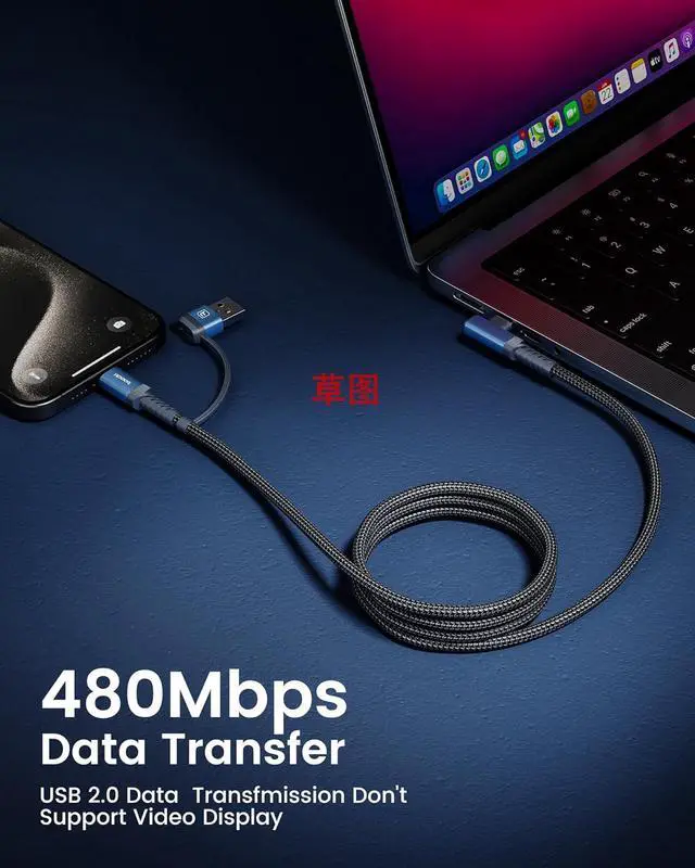 Alt view image 7 of 7 - 60W USB C to USB C Cable (2-Pack 6.6FT), Right Angle Fast Charging USB A to USB C Charger Cable Compatible with iPhone15 Pro Max/Plus/ Air/Samsung S23 Ultra /S22 Note 20