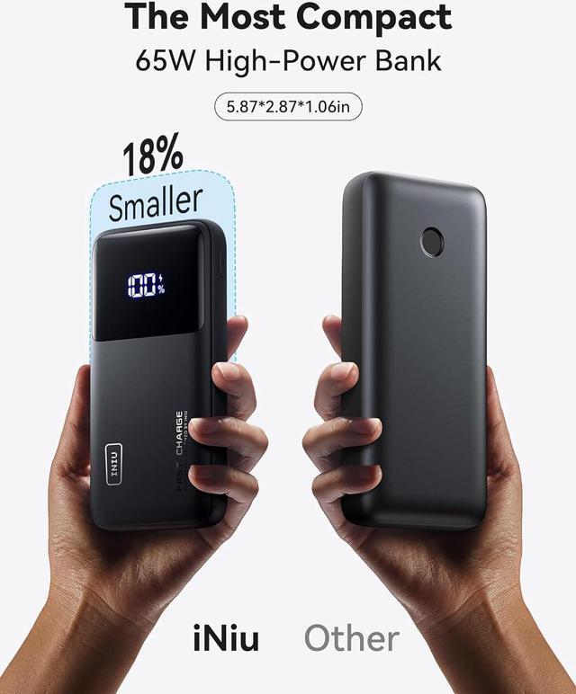 Alt view image 3 of 7 - Power Bank 20000mAh 65W USB C Laptop Portable Charger PD QC Fast Charging 3-Output External Battery Pack for Laptop MacBook  XPS iPad Tablet Steam Deck iPhone 16 15 14 Pro  S22 etc