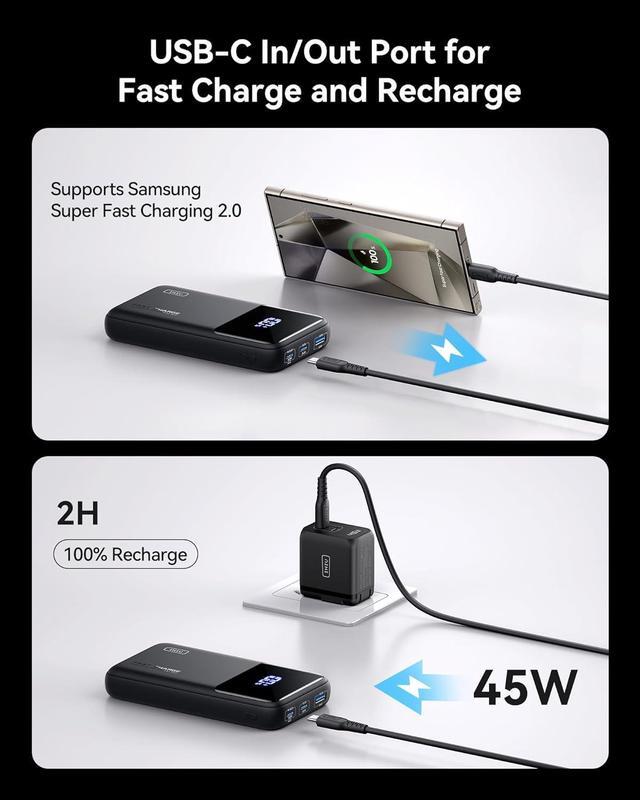 Alt view image 5 of 7 - Power Bank 20000mAh 65W USB C Laptop Portable Charger PD QC Fast Charging 3-Output External Battery Pack for Laptop MacBook  XPS iPad Tablet Steam Deck iPhone 16 15 14 Pro  S22 etc
