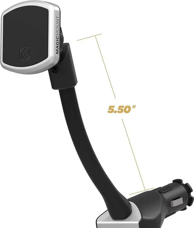 Alt view image 3 of 7 - MP12VPD2-XTSP MagicMount Pro Magnetic Phone/GPS Car Mount 30W Dual Port Type-C + Type-A Cell Phone Charger Cigarette Lighter Adapter Holder Compatible with  iPhone & More Black/Silver