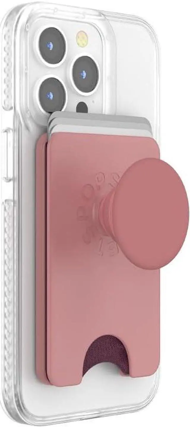 Main image of PopSockets Phone Wallet with Expanding Grip and Adapter Ring for MagSafe, Phone Card Holder, Wireless Charging Compatible, Wallet Compatible with MagSafe - Clay