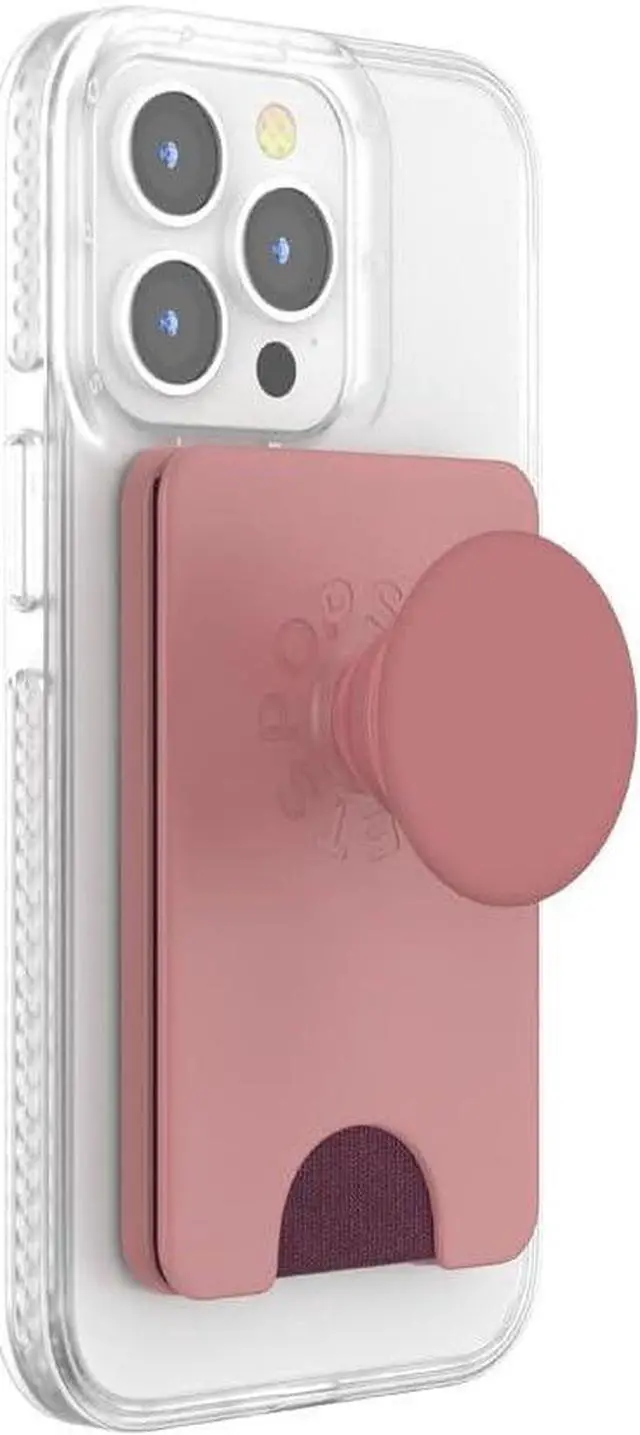 Alt view image 2 of 6 - PopSockets Phone Wallet with Expanding Grip and Adapter Ring for MagSafe, Phone Card Holder, Wireless Charging Compatible, Wallet Compatible with MagSafe - Clay