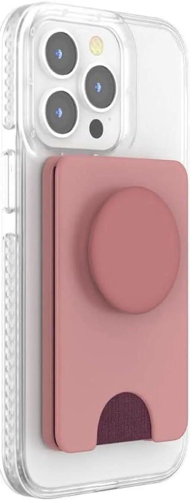 Alt view image 3 of 6 - PopSockets Phone Wallet with Expanding Grip and Adapter Ring for MagSafe, Phone Card Holder, Wireless Charging Compatible, Wallet Compatible with MagSafe - Clay