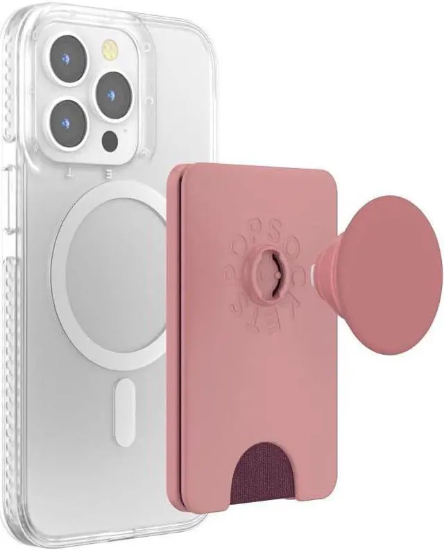 Alt view image 5 of 6 - PopSockets Phone Wallet with Expanding Grip and Adapter Ring for MagSafe, Phone Card Holder, Wireless Charging Compatible, Wallet Compatible with MagSafe - Clay