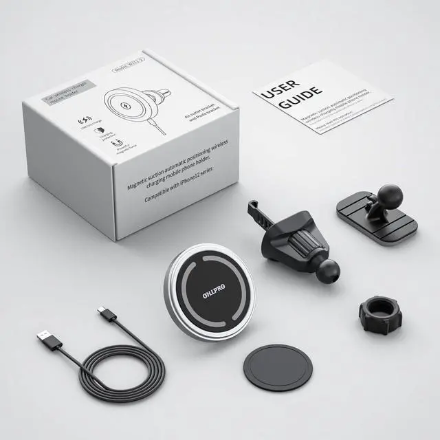 Alt view image 7 of 7 - Magnetic Wireless Car Charger Compatible with MagSafe Car Charger Mount, 360° Adjustable Auto Alignment Air Vent Mount for iPhone 13/13 Pro/13 Pro Max/13 Mini/iPhone 12/12 Pro/12 Pro Max,(Silver)