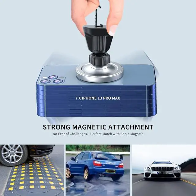 Alt view image 6 of 7 - Magnetic Wireless Car Charger Compatible with MagSafe Car Charger Mount, 360° Adjustable Auto Alignment Air Vent Mount for iPhone 13/13 Pro/13 Pro Max/13 Mini/iPhone 12/12 Pro/12 Pro Max,(Silver)