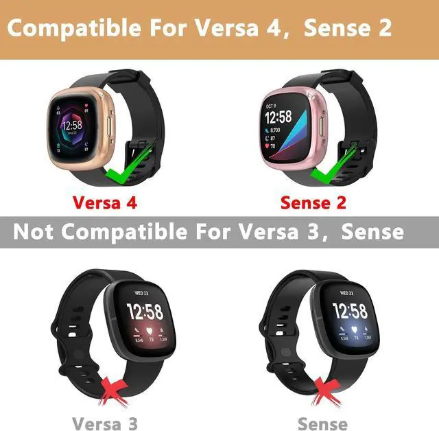 Alt view image 2 of 5 - 5 Pack Silicone Screen Protector Case Compatible with Fitbit Sense 2/Versa 4, Full Coverage HD Ultra-Thin TPU Bumper Case Compatible with Fitbit Versa 4/Sense 2, Clear/Black/Blue/Rose Gold/Pink