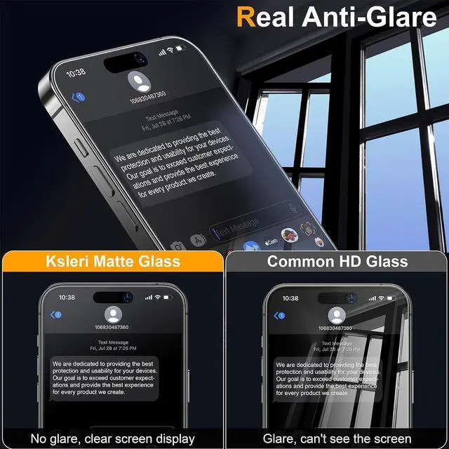 Alt view image 3 of 6 - 2 Pack Matte Glass Screen Protector for iPhone 15 Pro 6.1-inch 2023 with Easy Installation Frame, Anti-Glare Anti-Fingerprint, No Dazzling, 9H Tempered Glass Film, Dynamic Island Compatible