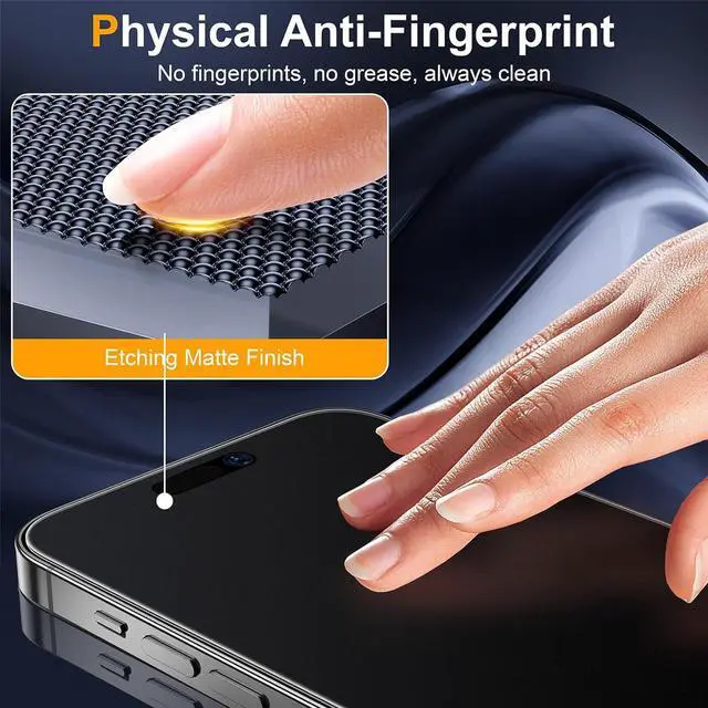 Alt view image 5 of 6 - 2 Pack Matte Glass Screen Protector for iPhone 15 Pro 6.1-inch 2023 with Easy Installation Frame, Anti-Glare Anti-Fingerprint, No Dazzling, 9H Tempered Glass Film, Dynamic Island Compatible