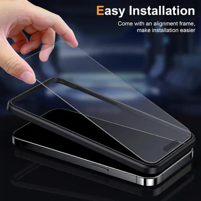 Alt view image 6 of 6 - 2 Pack Matte Glass Screen Protector for iPhone 15 Pro 6.1-inch 2023 with Easy Installation Frame, Anti-Glare Anti-Fingerprint, No Dazzling, 9H Tempered Glass Film, Dynamic Island Compatible