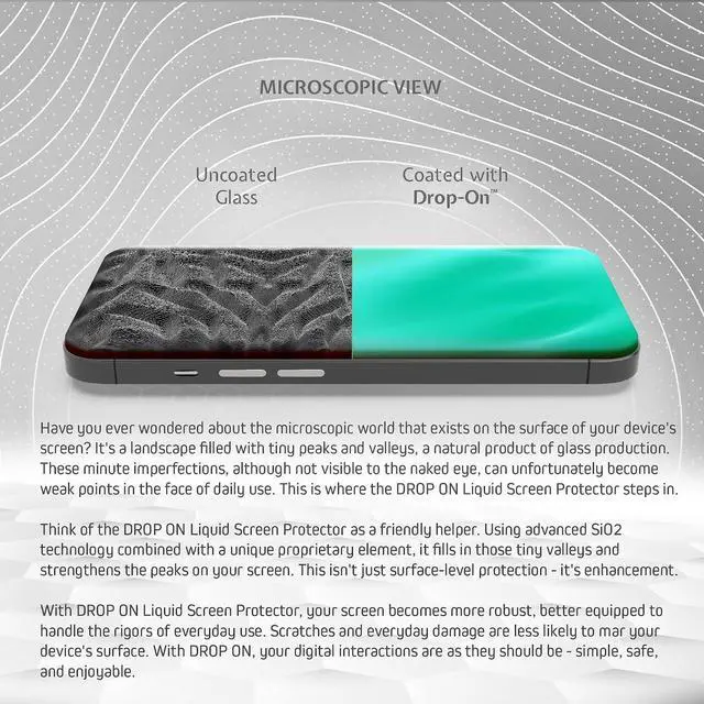Alt view image 3 of 5 - ProofTech DROP ON Liquid Glass Screen Protector for up to 10 Devices - Wipe On Scratch and Crack Resistant Nano Protection for All Phones Tablets Smart Watches Universal