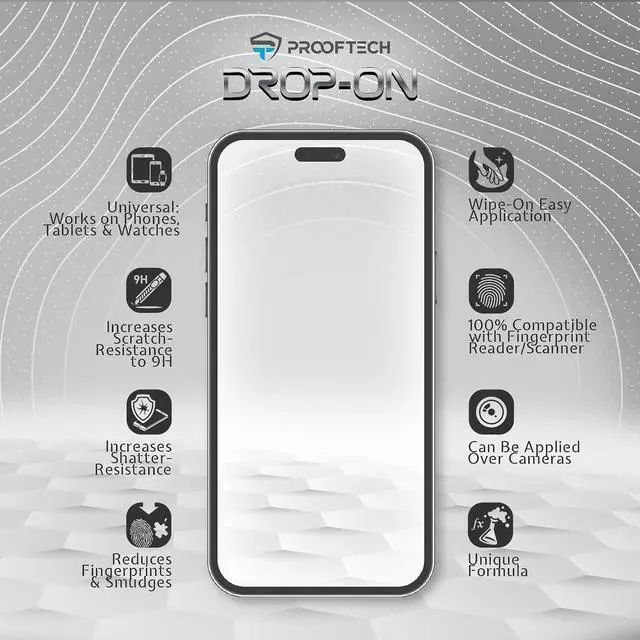 Alt view image 5 of 5 - ProofTech DROP ON Liquid Glass Screen Protector for up to 10 Devices - Wipe On Scratch and Crack Resistant Nano Protection for All Phones Tablets Smart Watches Universal