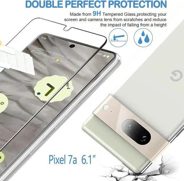 Alt view image 4 of 7 - [4+4 Pack] Glass Screen Protector for Google Pixel 7a, 9H Tempered Glass, Ultrasonic Fingerprint Compatible, HD Clear Case Friendly for Google Pixel 7a 5G Glass Screen Protector