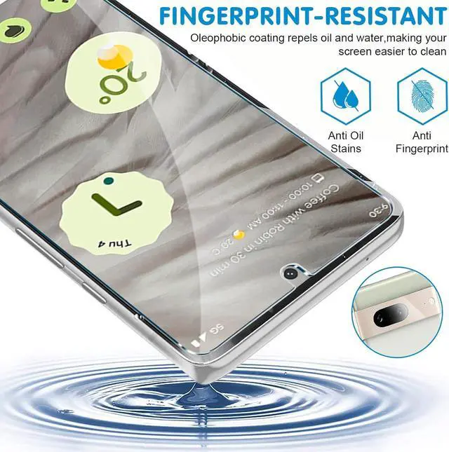 Alt view image 6 of 7 - [4+4 Pack] Glass Screen Protector for Google Pixel 7a, 9H Tempered Glass, Ultrasonic Fingerprint Compatible, HD Clear Case Friendly for Google Pixel 7a 5G Glass Screen Protector