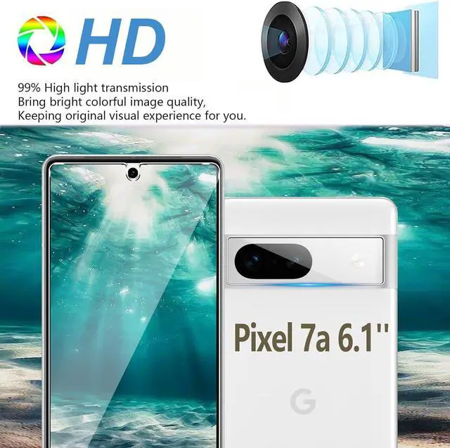 Alt view image 7 of 7 - [4+4 Pack] Glass Screen Protector for Google Pixel 7a, 9H Tempered Glass, Ultrasonic Fingerprint Compatible, HD Clear Case Friendly for Google Pixel 7a 5G Glass Screen Protector