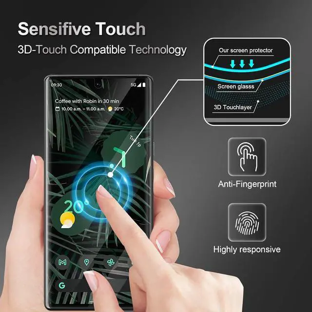 Alt view image 6 of 7 - 3 PACK Screen Protector for Google Pixel 6 Pro Flexible TPU Film [Support Fingerprint Touch] [HD Full Coverage] [Easy Installation] [Scratch Resistant] [Bubble Free]