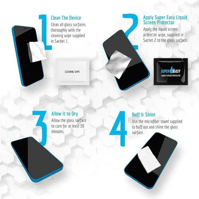 Alt view image 4 of 6 - SUPER EASY Liquid Glass Screen Protector - Wipe On Scratch and Shatter Resistant Oleophobic Nano Protection for All Phones Tablets Smart Watches Universal