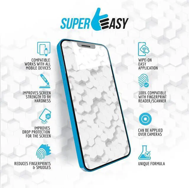 Alt view image 5 of 6 - SUPER EASY Liquid Glass Screen Protector - Wipe On Scratch and Shatter Resistant Oleophobic Nano Protection for All Phones Tablets Smart Watches Universal